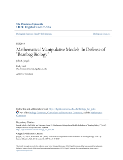 Mathematical Manipulative Models: In Defense of "Beanbag Biology"