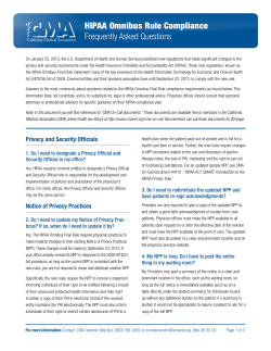 HIPAA Omnibus Rule Compliance Frequently Asked Questions