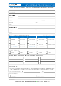 2017 winter season team nomination form