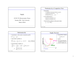 Supply Production by a Competitive Firm