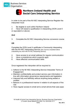 Application to NIHSCIS Interpreter Register 2016