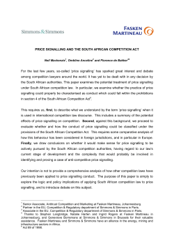 Price Signalling and the South African Competition Act