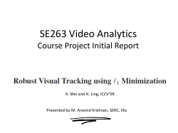 SE263 Video Analytics Course Project Initial Report - IISc-SERC