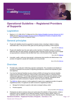 Operational Guideline * Registered Providers of Supports