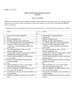 BIOL 464/GEN 535 Population Genetics