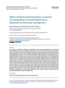 Effect of Nutrient Restriction on Social Transmission of Food