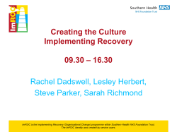 Implementing Recovery &ndash; Organisational Change