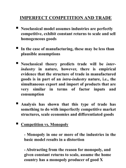 IMPERFECT COMPETITION AND TRADE