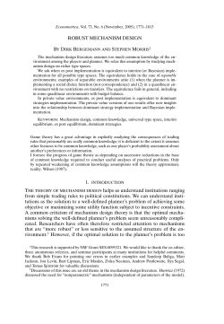ROBUST MECHANISM DESIGN THE THEORY OF MECHANISM