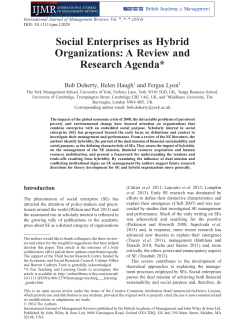 Social Enterprises as Hybrid Organizations: A