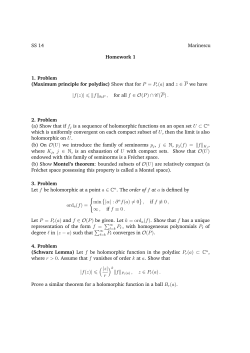 SS 14 Marinescu Homework 1 1. Problem (Maximum principle for