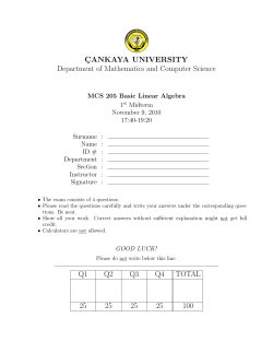 C&cedil;ANKAYA UNIVERSITY Department of Mathematics and Computer