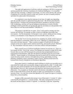 The study and application of real time artificial intelligence (RTAI) is