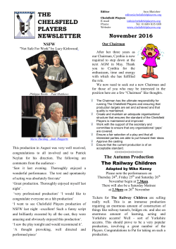THE CHELSFIELD PLAYERS NEWSLETTER