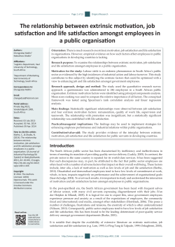 The relationship between extrinsic motivation, job satisfaction and