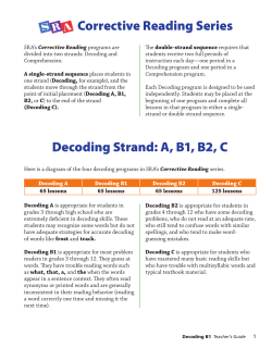Corrective Reading Series Decoding Strand: A, B1, B2, C