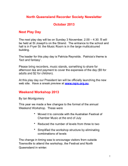 North Queensland Recorder Society Newsletter October 2013 Next