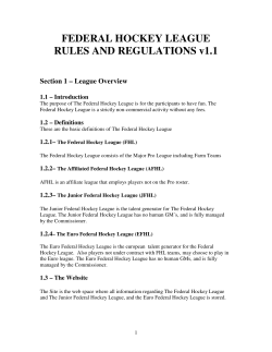FEDERAL HOCKEY LEAGUE RULES AND