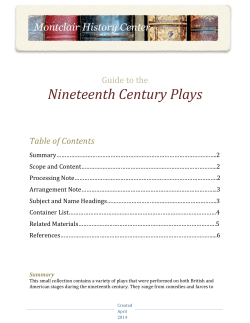 Nineteenth Century Plays Finding Aid