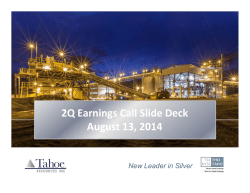 2Q Earnings Call Slide Deck August 13, 2014