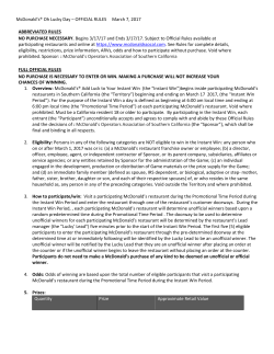 "Oh Lucky Day" Official Rules? - McDonald`s of Southern California