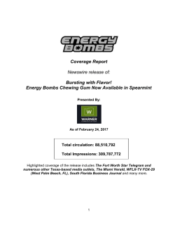 Coverage Report Newswire release of: Bursting