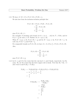 Basic Probability: Problem Set One Summer 2017 1.3.1 We have A