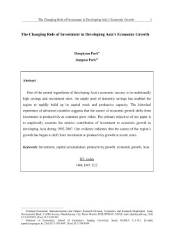 Saving and Investment in Asia*