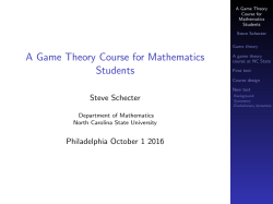 A Game Theory Course for Mathematics Students