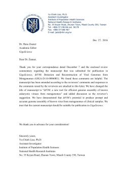 Dec 27, 2016 Dr. Hans Zauner Academic Editor GigaScience Dear