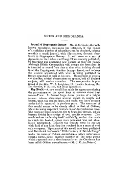 NOTES AND MEMORANDA. Journal of Cryptogamic Botany.&mdash;Mr