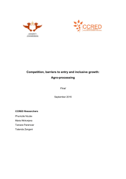 Agro-processing - Centre for Competition, Regulation and Economic