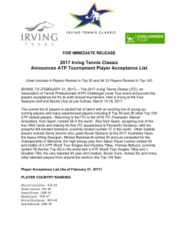 2017 Irving Tennis Classic Announces ATP Tournament Player