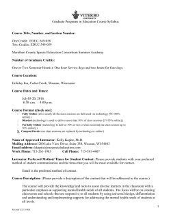 Summer Academy Syllabus - Marathon County Special Education