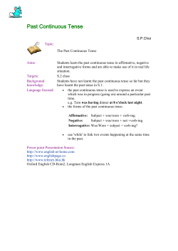 PowerPoint presentation: Past Continuous Tense