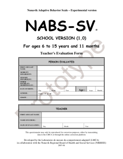 NABS-SV, teacher evaluation form