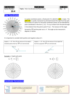 10.4 - Polar Coordinates and Polar Graphs