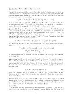 Quantum Probability: solutions for exercise set 1 Typically the
