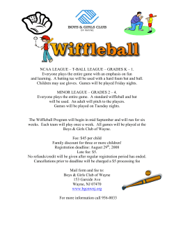 NCAA LEAGUE &ndash; T-BALL LEAGUE &ndash; GRADES K &ndash; 1. Everyone