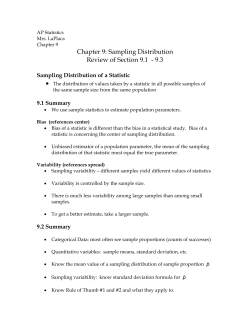 Sampling Distribution of a Statistic