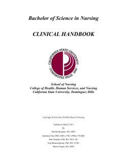 Bachelor of Science in Nursing CLINICAL HANDBOOK School of