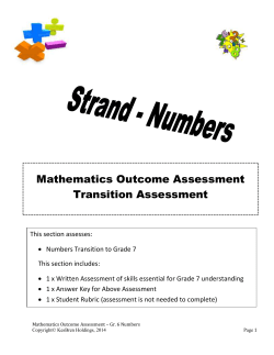 Answer Key – Numbers Transition Assessment