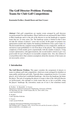 Forming Teams for Club Golf Competitions