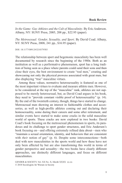 Book Review In the Game: Gay Athletes and the Cult of Masculinity