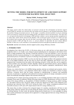 setting the model for development of a decision support system for