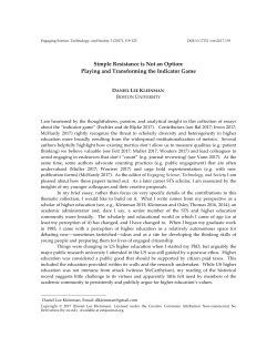 Simple Resistance is Not an Option: Playing and Transforming the