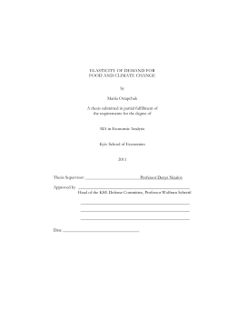 Elasticity Of Demand For Food And Climate Change