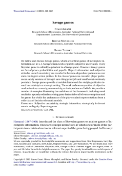 Savage games - Theoretical Economics