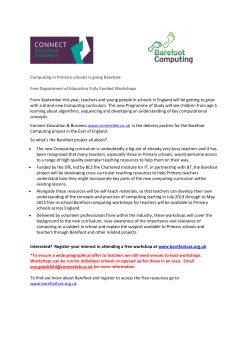 Computing in Primary schools is going Barefoot Free Department of