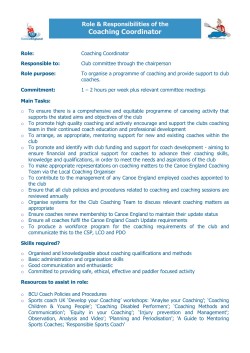 Coaching Coordinator v Jan 16 - Chester Riverside Canoe Club